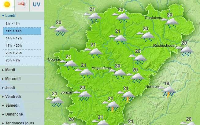 Rain across the Charente today