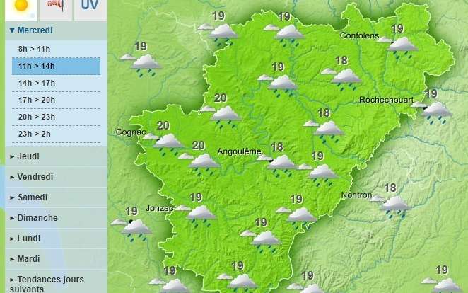 A cloudy day with small outbreaks of rain is forecast for the Charente