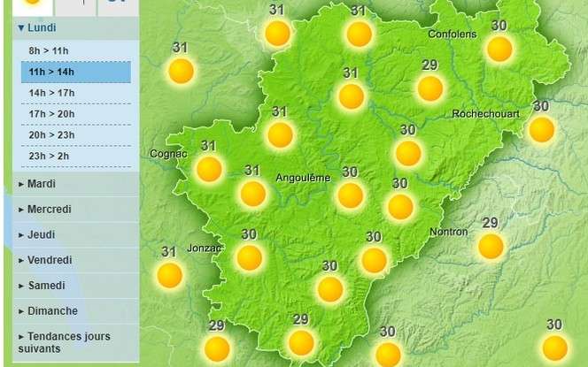 A warm sunny day is forecast for the Charente department today