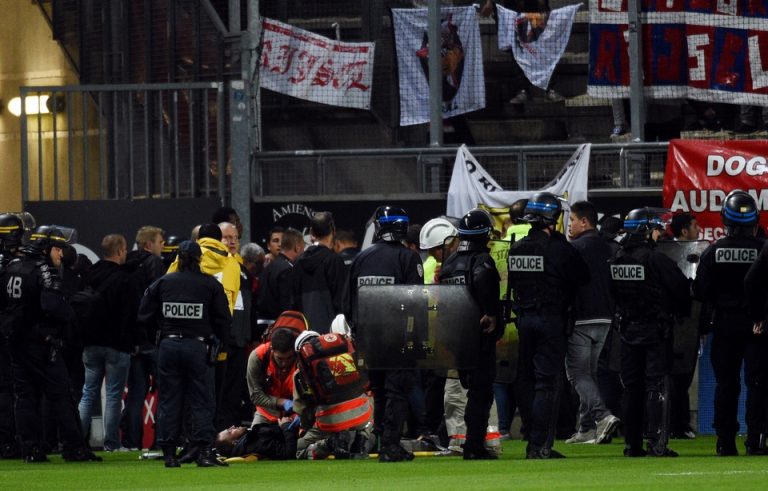 Barrier collapses at Amiens Lille football match injuring 29 people