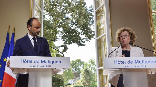 Edouard Philippe and Muriel Pénicaud at the press conference on the reform of the Labor Code