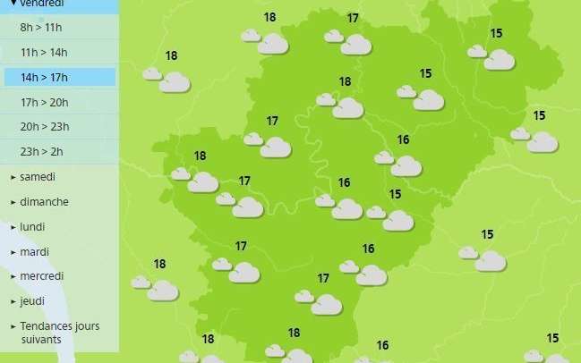 The afternoon weather for the Charente department