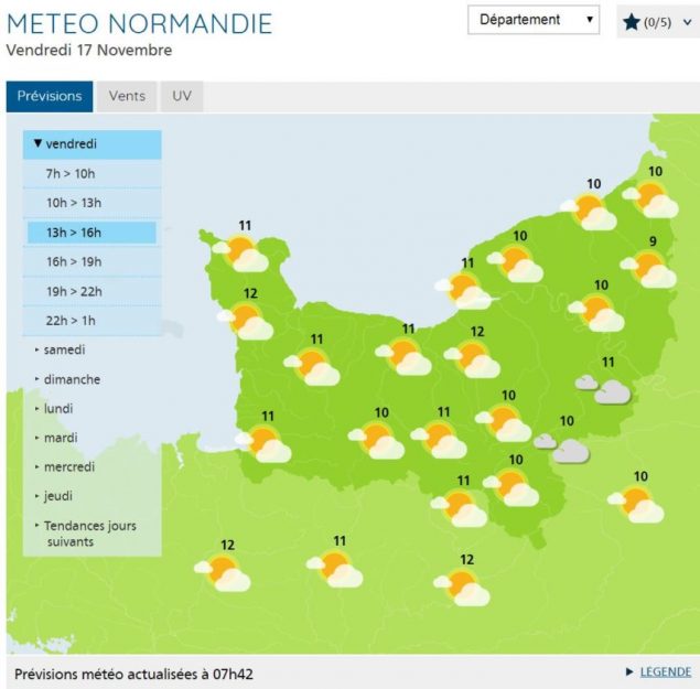 The sun manage to break through this afternoon (screenshot © Météo France)
