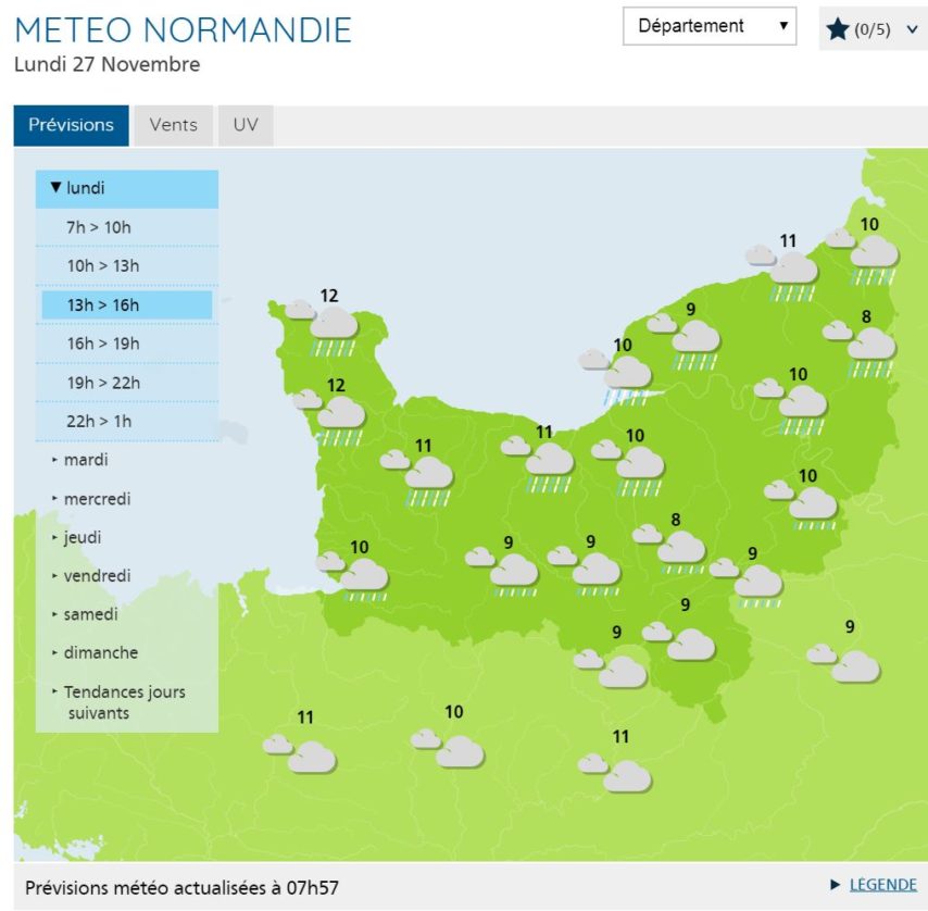 No sun today in Normandy, just clouds and rain