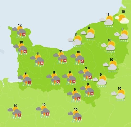The weather forecast for Sunday across Normandy