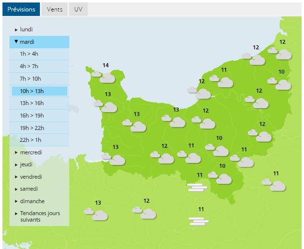 A grey overcast day for Normandy is forecast