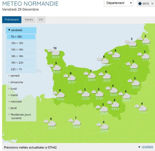 A few showers are forecast for Normandy