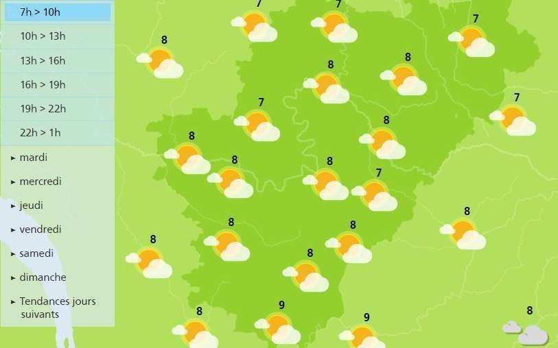The weather in the Charente will be overcast with scattered showers