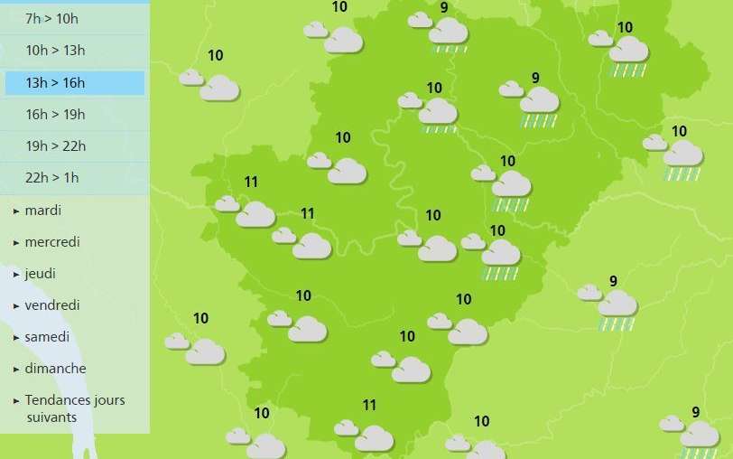 Afternoon weather forecast for the Charente department