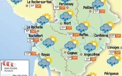 A wet and windy wednesday for the Charente department
