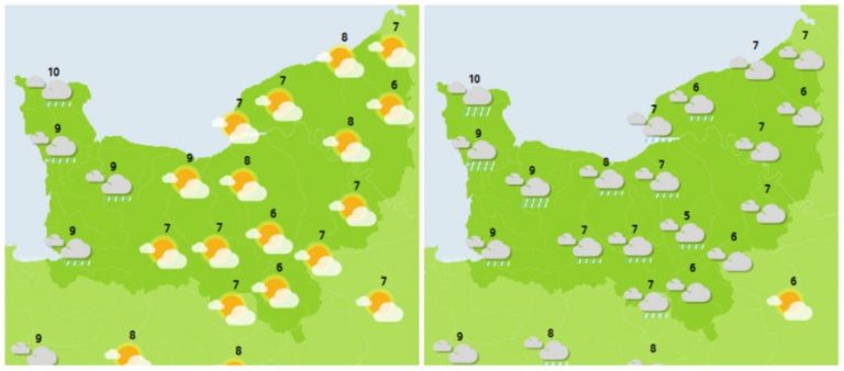 The weather forecast for Sunday in Normandy