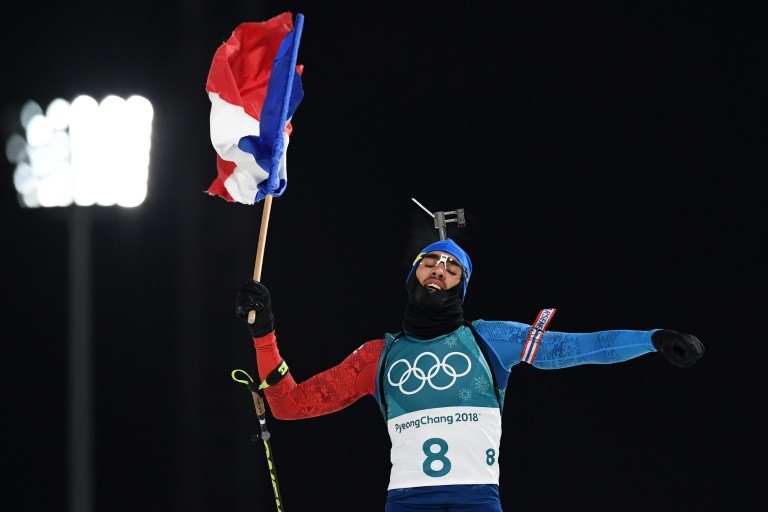 Martin Fourcade wins a Gold medal for France at the Winter Olympics