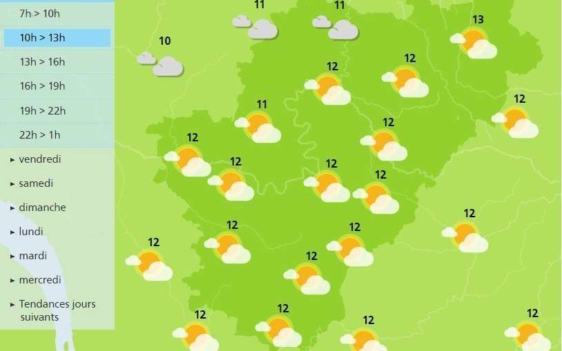The morning weather forecast for the Charente