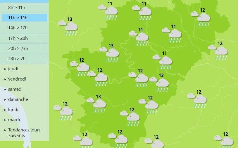 The weather forecast for Wednesday morning in the Charente
