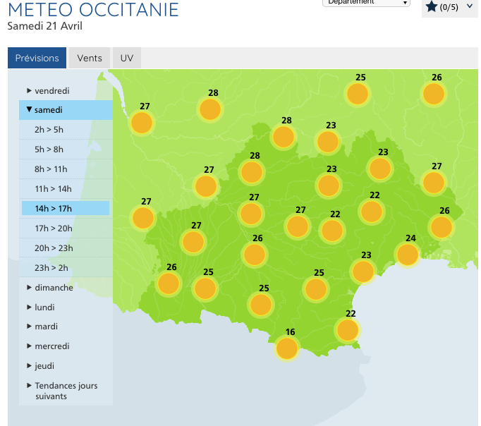 A Hot and sunny day is forecast this Saturday for Toulouse and the Occitanie region