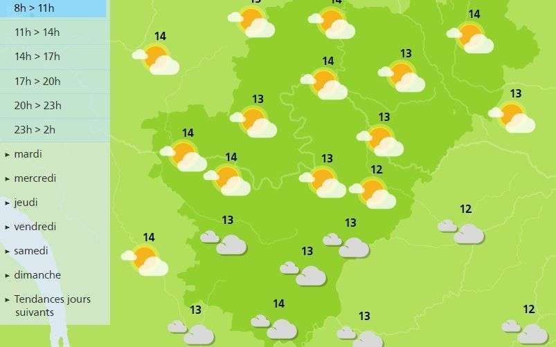 The morning weather forecast for the Charente