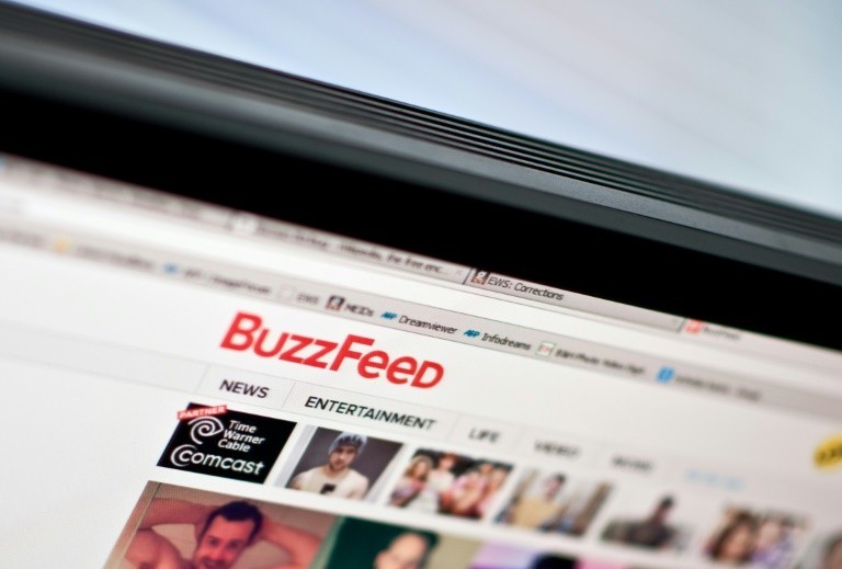 The logo of the news site BuzzFeed, which announced on June 7, 2018 the closing of its French version.