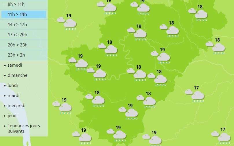 A grey and rainy day is forecast for the Charente