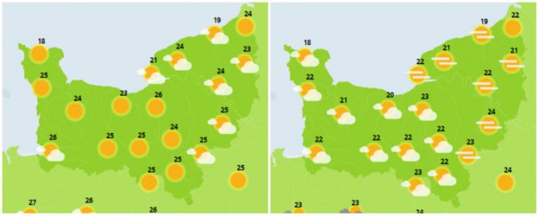 Weather forecast for Normandy on Sunday