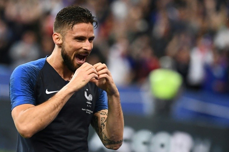 French striker Olivier Giroud opened the scoring in the World Cup 2018 preparation match against Eire on May 28, 2018 at the Stade de France.