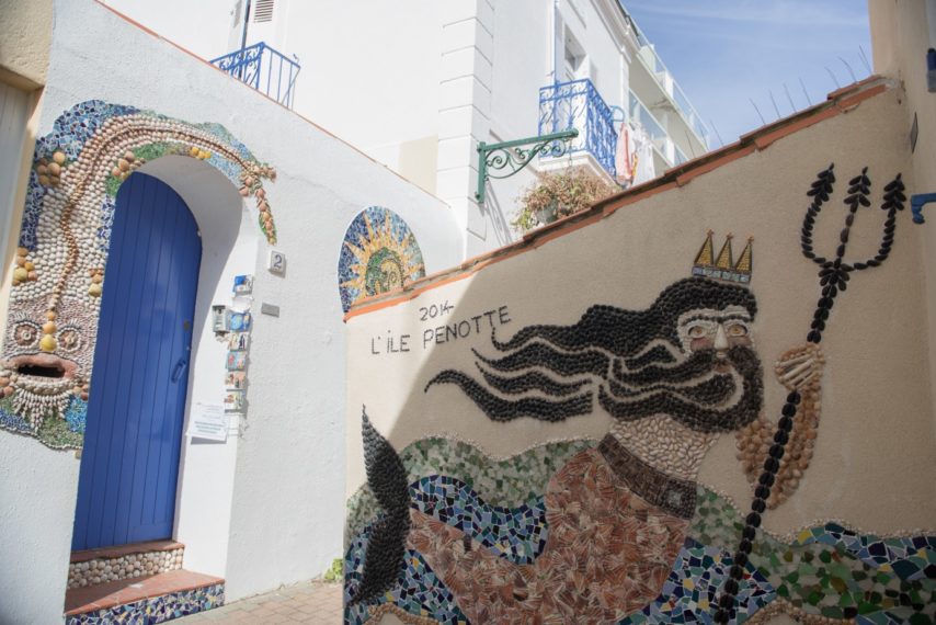 The Penotte Island district, facades decorated with seashells in downtown Sables-d'Olonne 