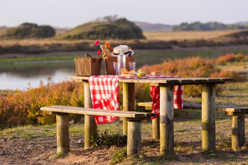 Picnic area overlooking the marsh 