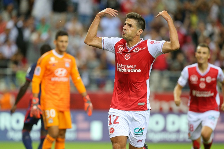 Reims striker Pablo Chavarria scored in the 1-0 win against Lyon at Auguste Delaune Stadium on 17 August 2018.