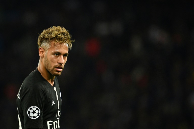 Brazilian striker PSG Neymar against Naples in the Champions League on October 24, 2018 at the Parc des Princes.