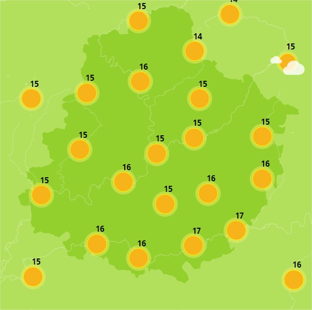 The weather in Sarthe Thursday 25 October 2018 in Sarthe.