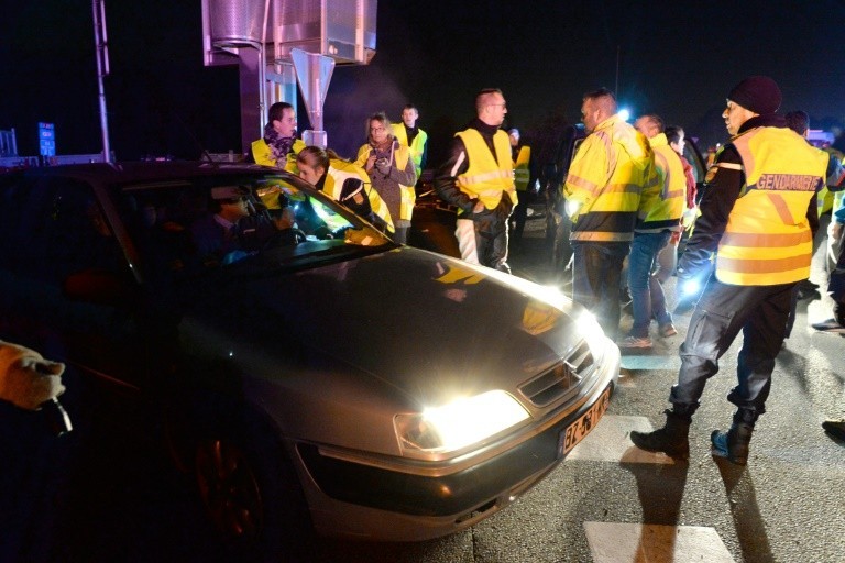 Action of yellow vests on the A11 motorway near Le Mans, November 18, 2018. 