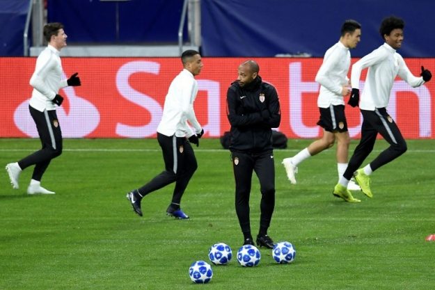 Thierry Henry oversees a training session of AS Monaco at Wanda Metropolitano on November 27, 2018, to face Atletico Madrid. 