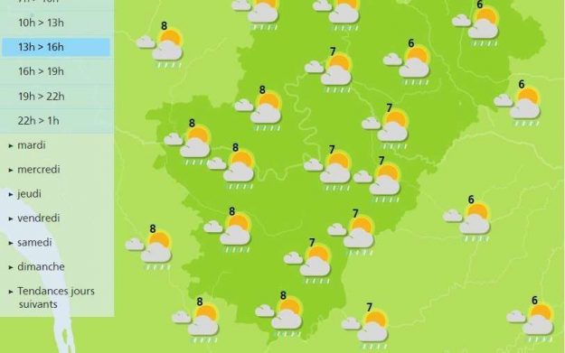 Afternoon weather forecast for the Charente