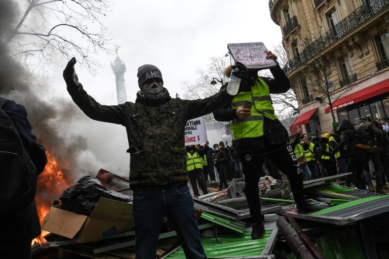 Demonstration of Yellow Vests in Paris on January 26, 2019.
