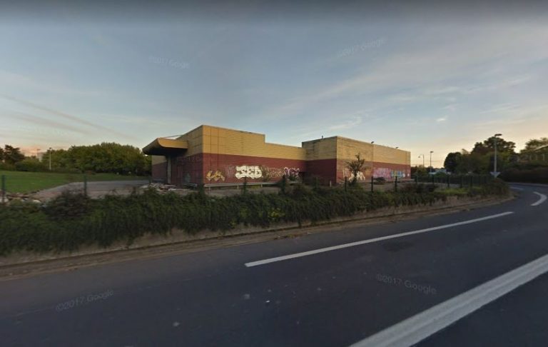 A disused supermarket near Rouen ravaged by a fire