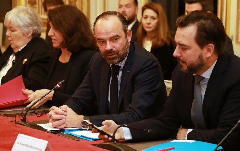Prime Minister Édouard Philippe at an interministerial meeting on Brexit on January 17, 2019 in Matignon .. (© AFP / JACQUES DEMARTHON: Prime Minister Édouard Philippe at an interministerial meeting on Brexit