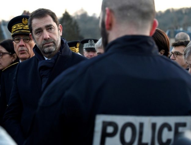 Minister of the Interior Christophe Castaner, during a visit to the police 
