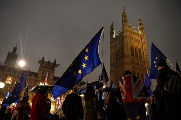 Brexit opponents demonstrate in London on 29 January 2019. 