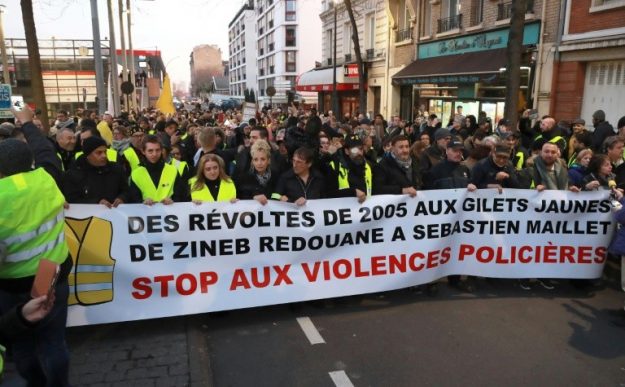 Demonstration against "police violence", in Argenteuil, February 13, 2019. 