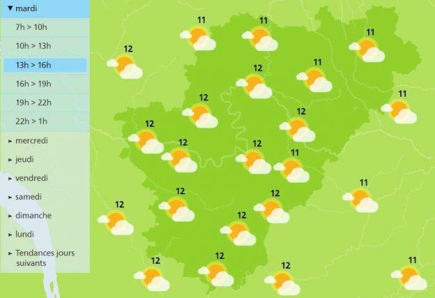 Afternoon weather forecast for the Charente 