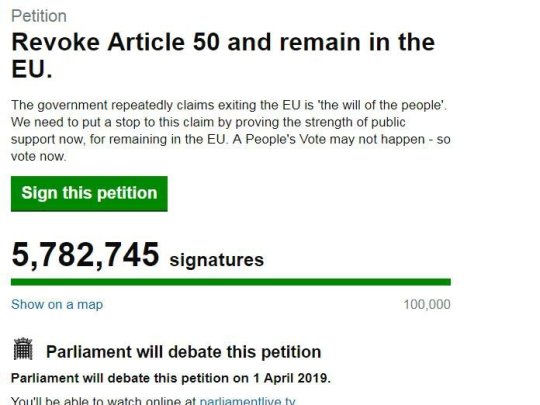 The petition against Brexit and revoke Artcle 50