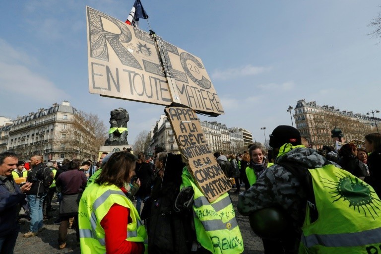 Demonstration of "yellow vests" Denfert Rochereau place in Paris, March 23, 2019