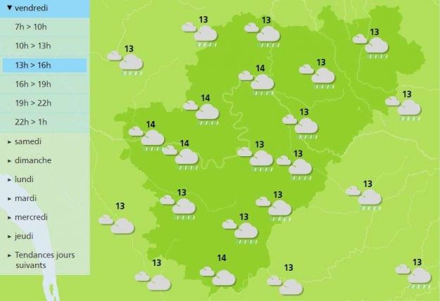 Afternoon weather forecast for the Charente