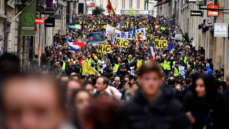 The demonstration of Vests yellow, March 9, 2019 in Bordeaux. For the 17th day of mobilization, the event had gathered 28,600 people throughout France