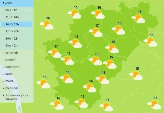 Afternoon weather forecast for the Charente