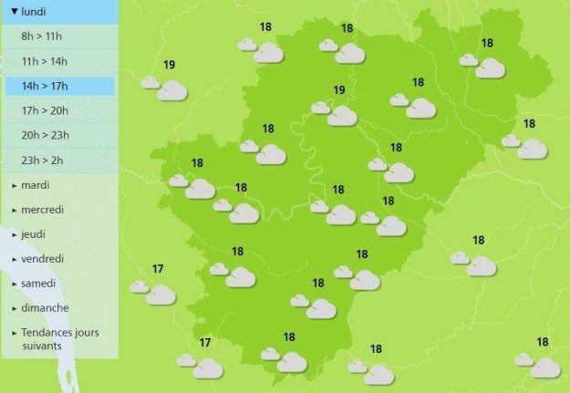 Afternoon Weather forecast for the Charente 