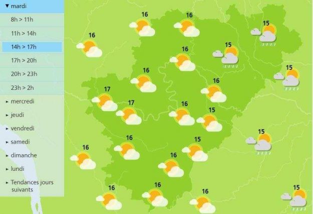 Afternoon weather forecast for the Charente 