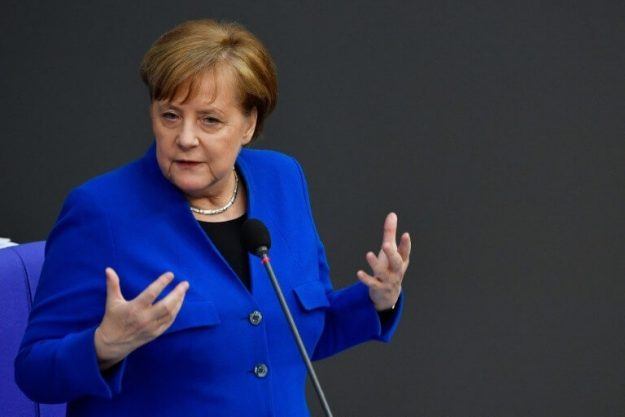 German Chancellor Angela Merkel speaks in front of the Bundestag on April 10, 2019 in Berlin.