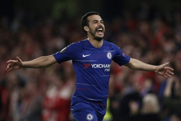 The Spanish midfielder Chelsea Pedro scorer against Slavia Prague in the Europa League quarter-final return on 18 April 2019 in London