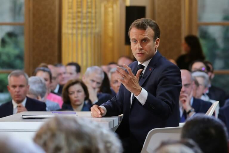 Emmanuel Macron during his press conference at the Elysee Palace