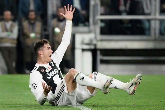 Juventus striker Cristiano Ronaldo in the 2-1 home defeat by Ajax Amsterdam in the UEFA Champions League quarter-finals on 16 April 2019. 